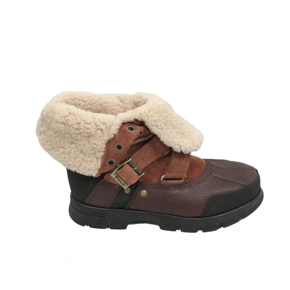 NEW RARE Vintage Polo Ralph Lauren Tavin Rollover Boots! Brown Shearling Lined - Picture 2 of 3
